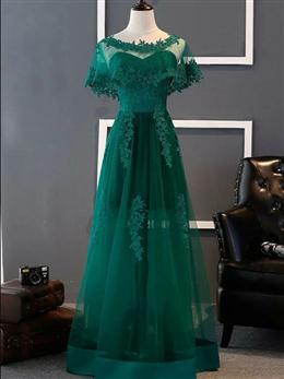 Picture of Charming Dark Green Long A-line Party Dresses , Bridesmaid Dresses